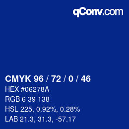 Color code: CMYK 96 / 72 / 0 / 46 | qconv.com