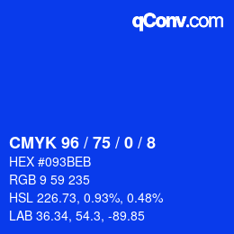 颜色代码: CMYK 96 / 75 / 0 / 8 | qconv.com