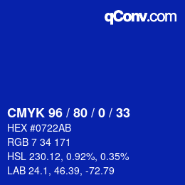 カラーコード: CMYK 96 / 80 / 0 / 33 | qconv.com