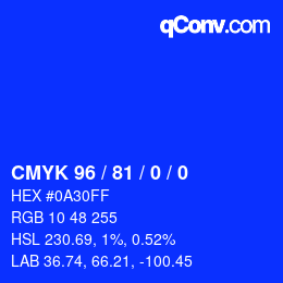 颜色代码: CMYK 96 / 81 / 0 / 0 | qconv.com