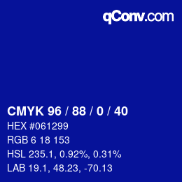 颜色代码: CMYK 96 / 88 / 0 / 40 | qconv.com