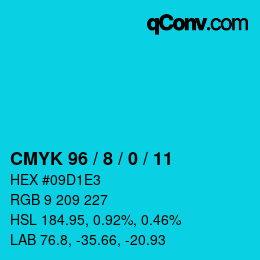 カラーコード: CMYK 96 / 8 / 0 / 11 | qconv.com