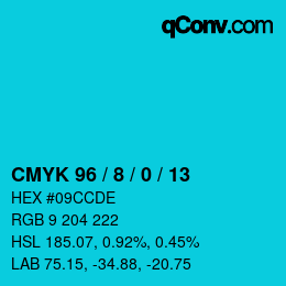 カラーコード: CMYK 96 / 8 / 0 / 13 | qconv.com