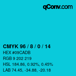 颜色代码: CMYK 96 / 8 / 0 / 14 | qconv.com