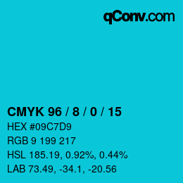 颜色代码: CMYK 96 / 8 / 0 / 15 | qconv.com