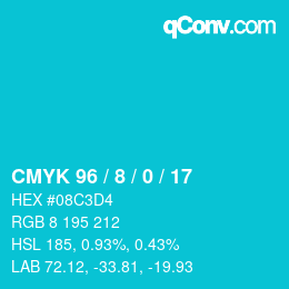 颜色代码: CMYK 96 / 8 / 0 / 17 | qconv.com