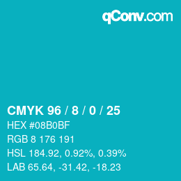 カラーコード: CMYK 96 / 8 / 0 / 25 | qconv.com
