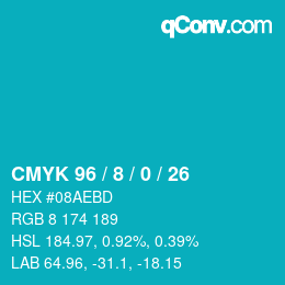 カラーコード: CMYK 96 / 8 / 0 / 26 | qconv.com
