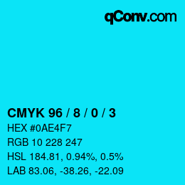 カラーコード: CMYK 96 / 8 / 0 / 3 | qconv.com