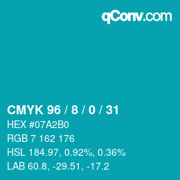 カラーコード: CMYK 96 / 8 / 0 / 31 | qconv.com
