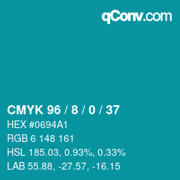 カラーコード: CMYK 96 / 8 / 0 / 37 | qconv.com