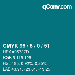 カラーコード: CMYK 96 / 8 / 0 / 51 | qconv.com
