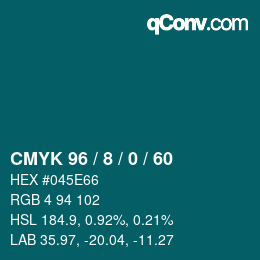 カラーコード: CMYK 96 / 8 / 0 / 60 | qconv.com