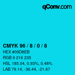 Farbcode: CMYK 96 / 8 / 0 / 8 | qconv.com