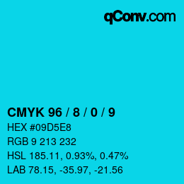 カラーコード: CMYK 96 / 8 / 0 / 9 | qconv.com