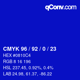 Color code: CMYK 96 / 92 / 0 / 23 | qconv.com