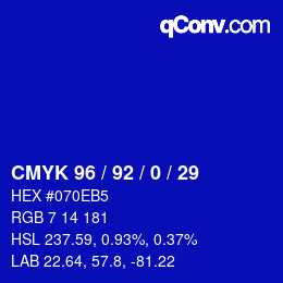 Color code: CMYK 96 / 92 / 0 / 29 | qconv.com