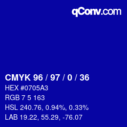 Farbcode: CMYK 96 / 97 / 0 / 36 | qconv.com