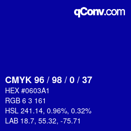 カラーコード: CMYK 96 / 98 / 0 / 37 | qconv.com