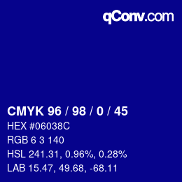 Farbcode: CMYK 96 / 98 / 0 / 45 | qconv.com