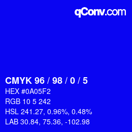 カラーコード: CMYK 96 / 98 / 0 / 5 | qconv.com