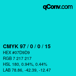 Color code: CMYK 97 / 0 / 0 / 15 | qconv.com