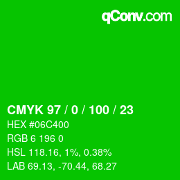 Color code: CMYK 97 / 0 / 100 / 23 | qconv.com