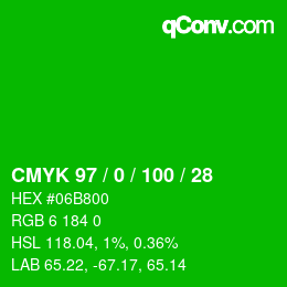 Color code: CMYK 97 / 0 / 100 / 28 | qconv.com