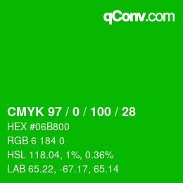 Color code: CMYK 97 / 0 / 100 / 28 | qconv.com