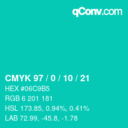 カラーコード: CMYK 97 / 0 / 10 / 21 | qconv.com