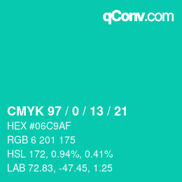 Color code: CMYK 97 / 0 / 13 / 21 | qconv.com