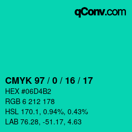 Farbcode: CMYK 97 / 0 / 16 / 17 | qconv.com
