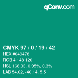 颜色代码: CMYK 97 / 0 / 19 / 42 | qconv.com