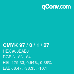 Color code: CMYK 97 / 0 / 1 / 27 | qconv.com