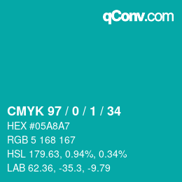 カラーコード: CMYK 97 / 0 / 1 / 34 | qconv.com