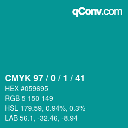 Color code: CMYK 97 / 0 / 1 / 41 | qconv.com