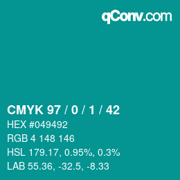 Color code: CMYK 97 / 0 / 1 / 42 | qconv.com