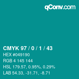 Color code: CMYK 97 / 0 / 1 / 43 | qconv.com