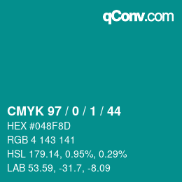 Color code: CMYK 97 / 0 / 1 / 44 | qconv.com