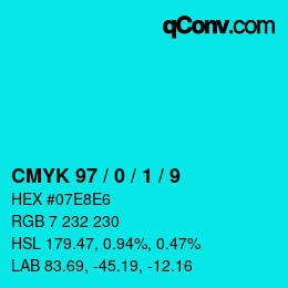 カラーコード: CMYK 97 / 0 / 1 / 9 | qconv.com