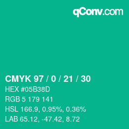 Color code: CMYK 97 / 0 / 21 / 30 | qconv.com