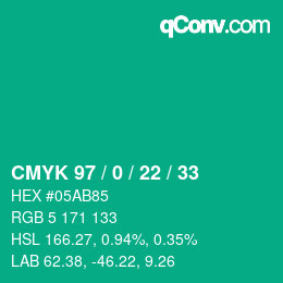 Color code: CMYK 97 / 0 / 22 / 33 | qconv.com