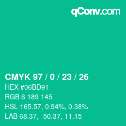 Color code: CMYK 97 / 0 / 23 / 26 | qconv.com