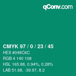 Color code: CMYK 97 / 0 / 23 / 45 | qconv.com