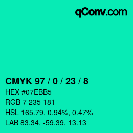 Color code: CMYK 97 / 0 / 23 / 8 | qconv.com