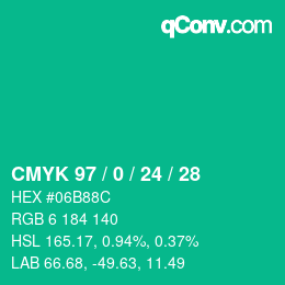 Color code: CMYK 97 / 0 / 24 / 28 | qconv.com