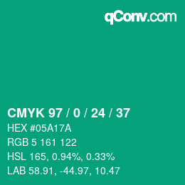 Color code: CMYK 97 / 0 / 24 / 37 | qconv.com