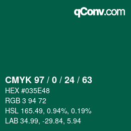 Color code: CMYK 97 / 0 / 24 / 63 | qconv.com