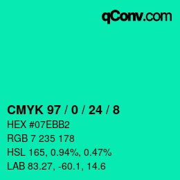 Color code: CMYK 97 / 0 / 24 / 8 | qconv.com