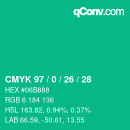 Color code: CMYK 97 / 0 / 26 / 28 | qconv.com